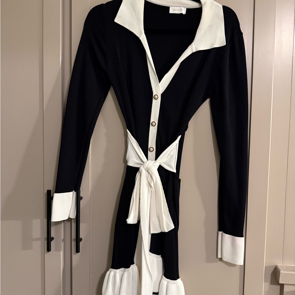 Meshki Black and Cream Knit Dress